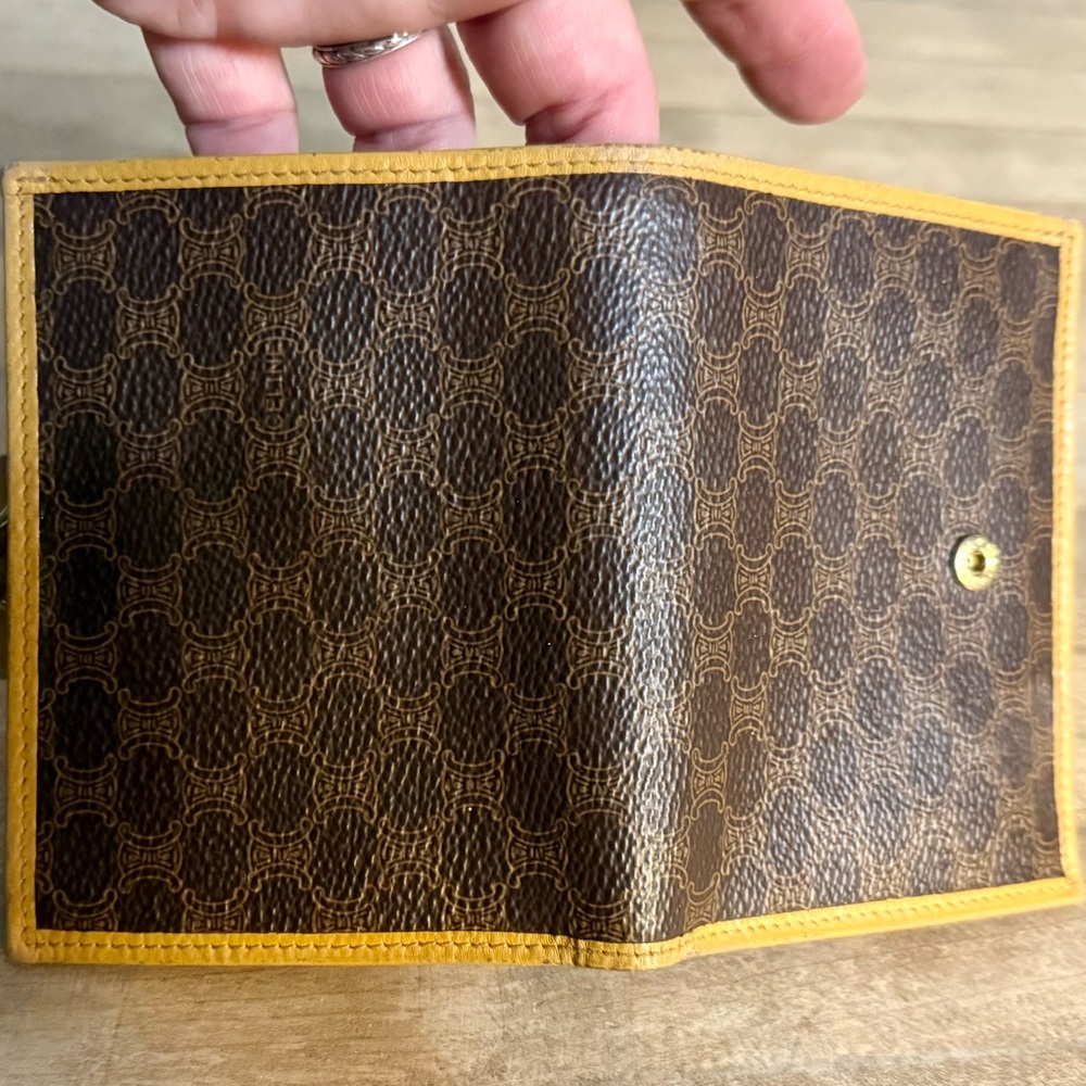 CELINE Vintage Brown Macadam Compact Folding Kiss-lock Bifold Wallet - Picture 10 of 11